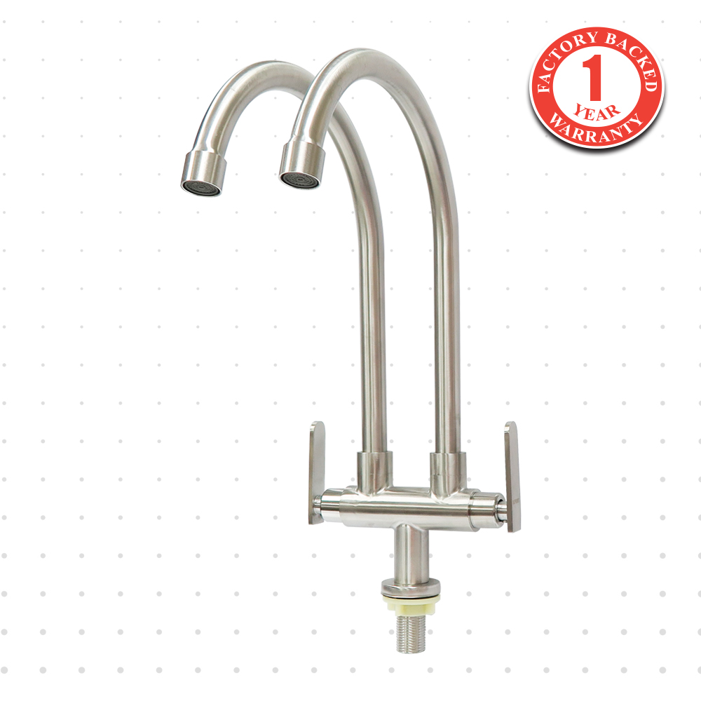 Pillar Sink Tap 2T SS L201 Premium Truflo