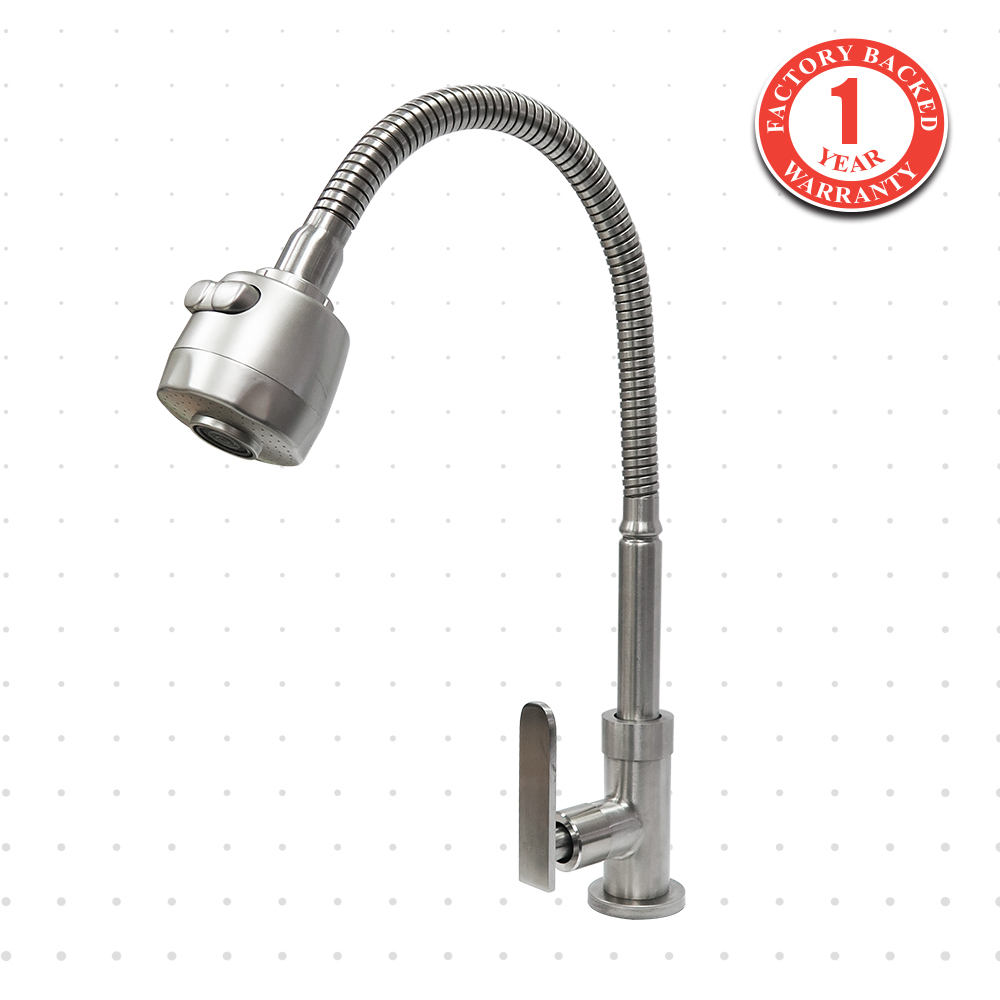 Pillar Sink Tap Flex SS L202 Premium Truflo FST-L0202S-1TPCRM