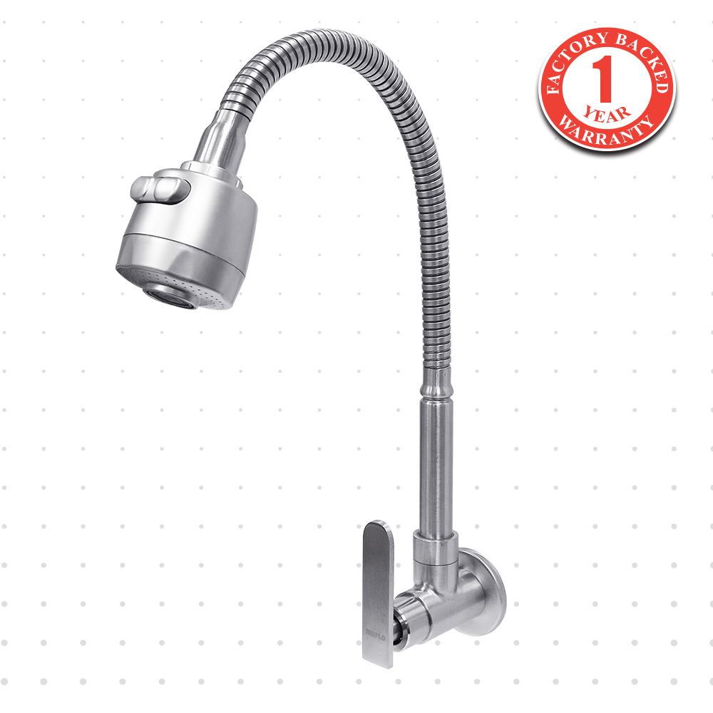 Wall Sink Tap Flex SS L202 Premium Truflo FWT-L0202S-1TPCRM