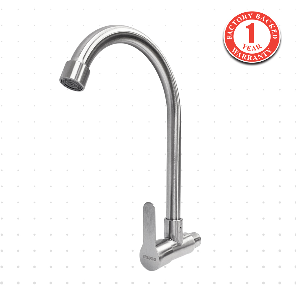 Wall Sink Tap SS L401SE Truflo FWT-L0401S-1TPCRM